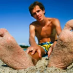 stopu; stopa, mezczyzna, plaża