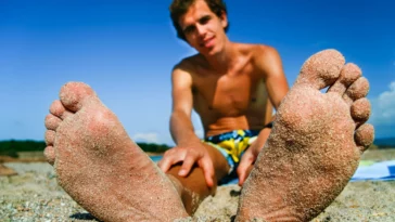 stopu; stopa, mezczyzna, plaża